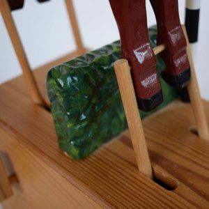 Folk Art Wooden Race Horse Toy